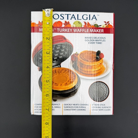 Nostalgia MyMini Turkey Waffle Maker 5 Inch Red Thanksgiving Holiday Open Box - Picture 14 of 16